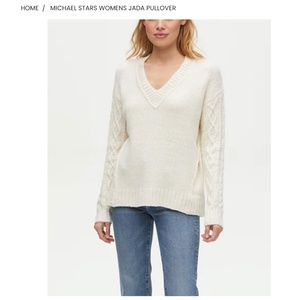 NWT MICHAEL STARS Women's Jada Pullover Ivory Bushed Cozy Sweater, oversized XS